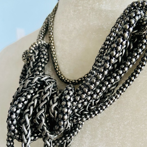 Avant Garde Layered Chain Necklace - Picture 4 of 5